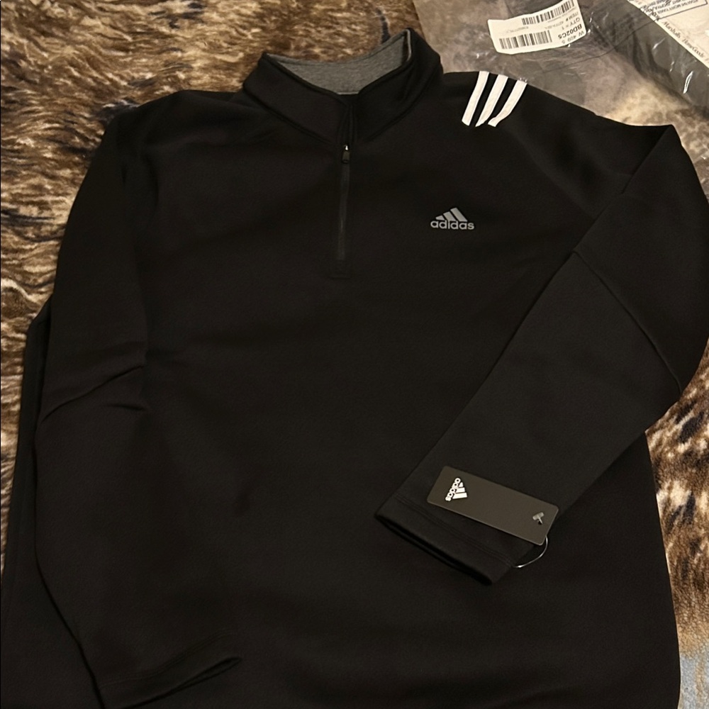 New Adidas Classic Club Sweatshirt Fleece Half Zip Large
